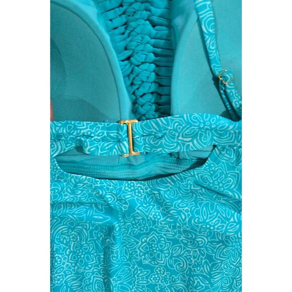 Catalina Women’s Plus Size Blue Tankini Top 3X Padded Adjustable Straps - Picture 6 of 9